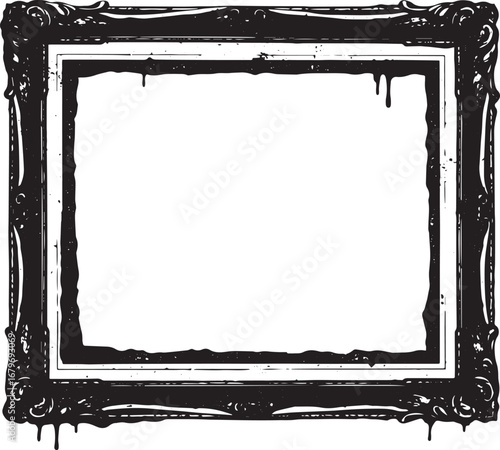 Ornate vintage picture frame dripping with a grunge texture and
