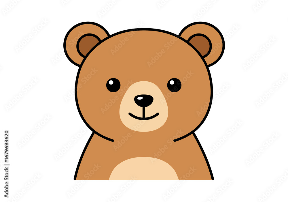 Fototapeta premium Cute Brown Bear Cartoon Illustration for Children.