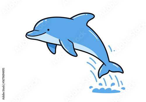 Cartoon Dolphin Leaping: A Cheerful Marine Illustration.