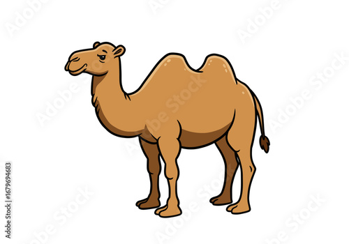 Cartoon Dromedary Camel Illustration: Desert Animal with Single Hump.