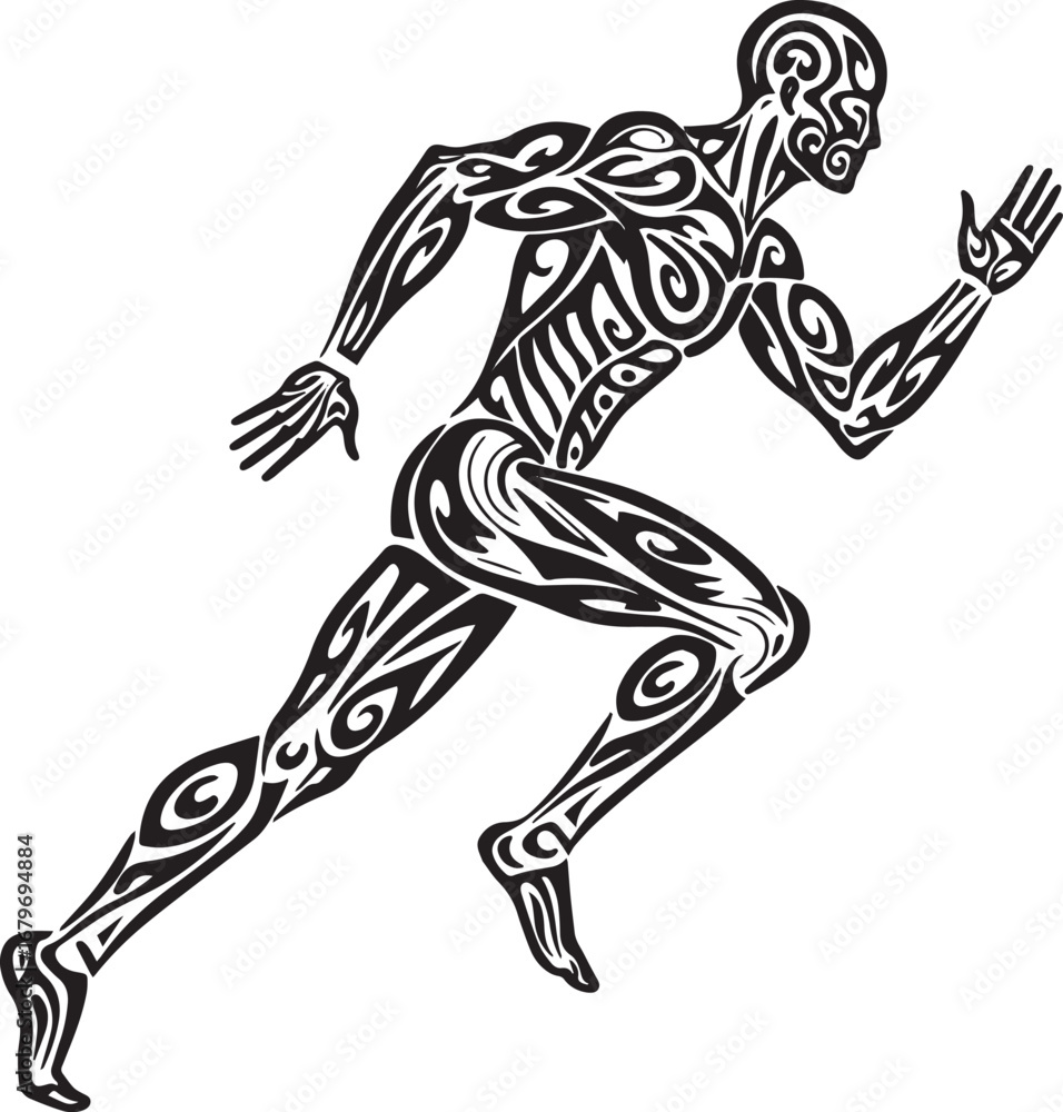 Obraz premium Stylized runner icon displaying power and determination in motio