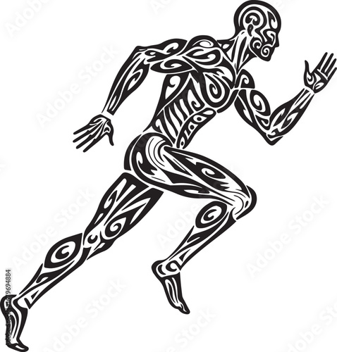 Stylized runner icon displaying power and determination in motio