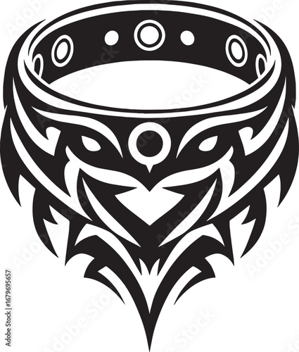 Intricate Black Tribal Tattoo Design Featuring Abstract Ornamental Geometric Patterns and Shapes