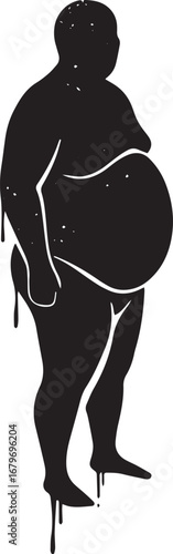 Silhouette illustration conveying obesity issues through cosmic