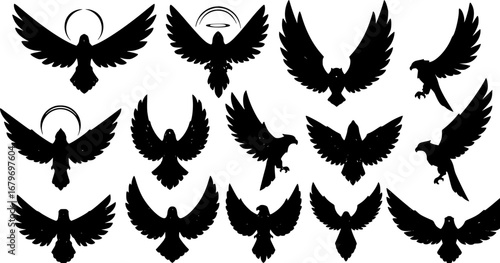 Falcon wing icon vector set. angel illustration sign collection. air symbols. bird logo.
