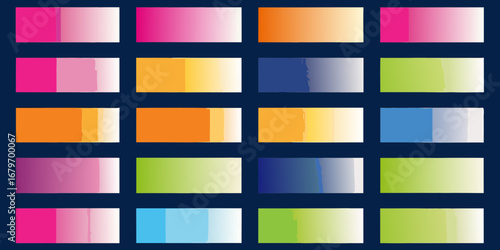 A collection of vibrant color gradients and swatches displayed on a dark blue background