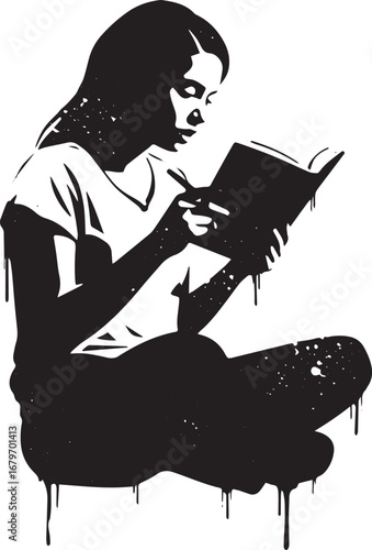 A young woman absorbed in thought, seated cross-legged, captured