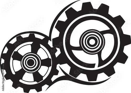 Interlocking gears create a mechanical synergy within an abstrac