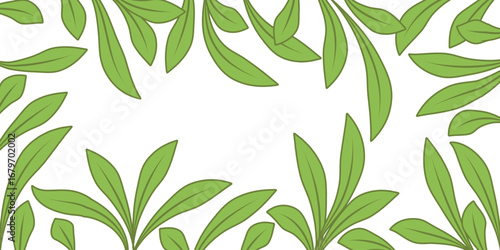 Nature's Embrace: Hand-Drawn Leafy Frame