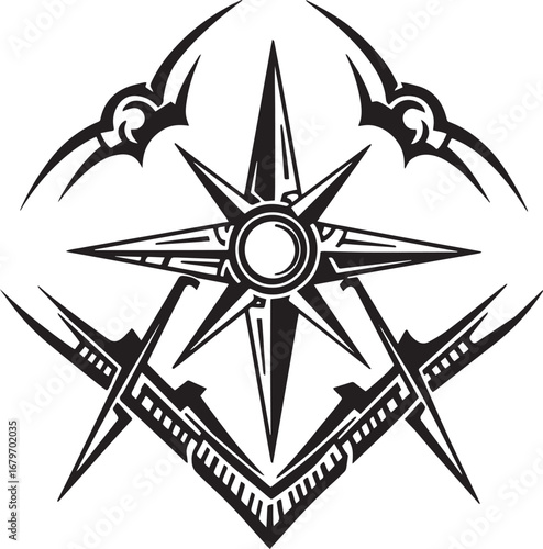 Mystical Geometric Design: Intricate Masonic Inspired Symbol wit
