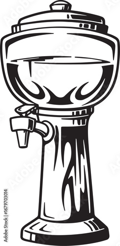 Retro style juice dispenser with tap, beverage container vector