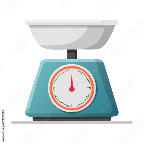 Retro kitchen scale with a measuring dial and a large weighing tray