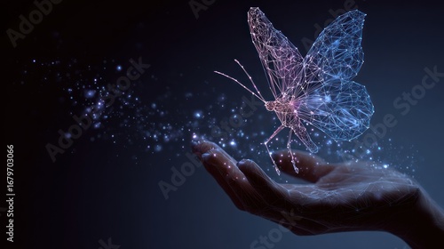 Hand holding a digital butterfly (2)