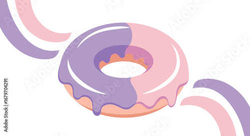 Delicious and Colorful Donut Icon with a Minimalist Pastel Color Scheme