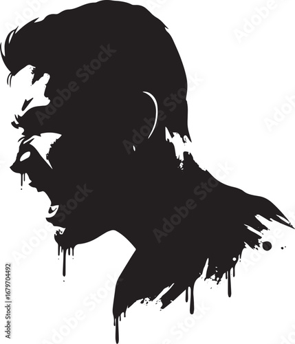 Silhouette of a screaming man conveying anger frustration and in