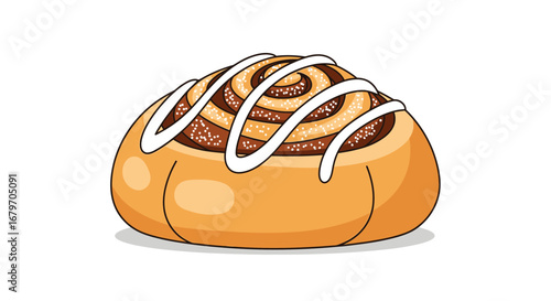Delicious Cinnamon Roll Illustration Isolated on White Background for Food Concept