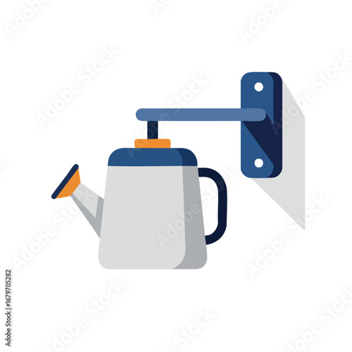 Wall mounted watering can for garden care.