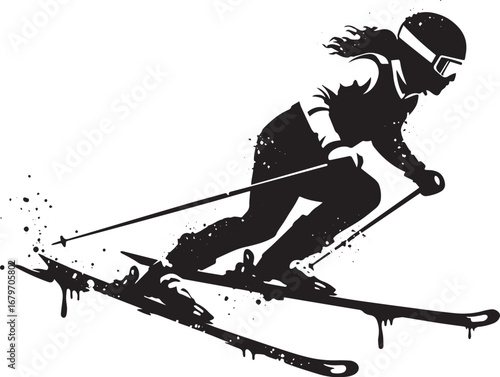 Dynamic downhill skiing artwork capturing the thrill of winter s