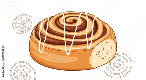 Delicious Cinnamon Roll With Vanilla Icing, Perfect For Breakfast Or Sweet Treat