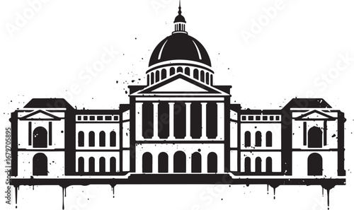 Dramatic Silhouette: National Palace with Expressive Splatter Ef