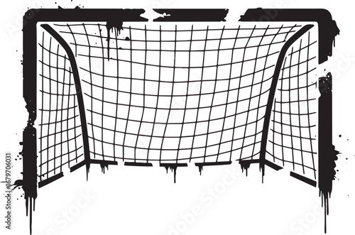 Grunge textured soccer goal graphic element for sport themed ill