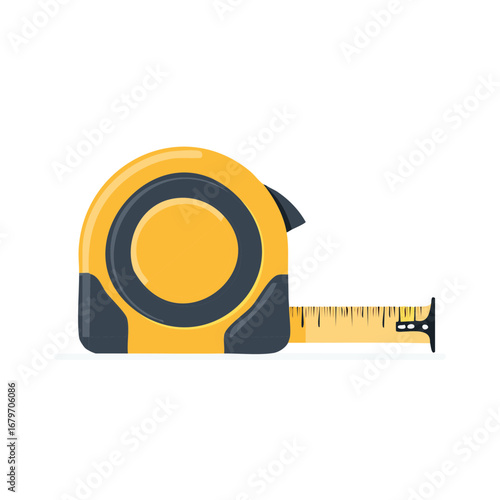 Retractable Tape Measure Illustration for Construction Projects, Dimensions Measuring and Precision Measurements
