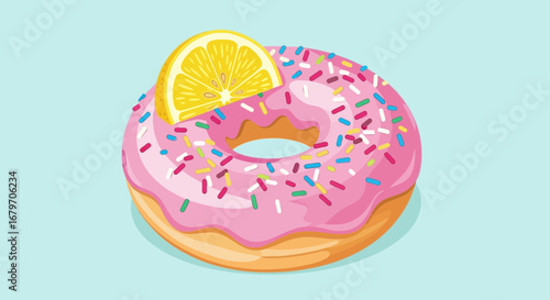 Delicious Donut Decorated with Lemon and Sprinkles in a Stunningly Simple Composition