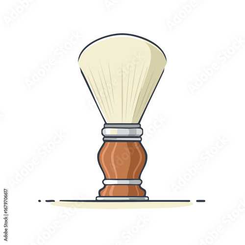 Classic Shaving Brush with Wooden Handle Barber Supplies Illustration
