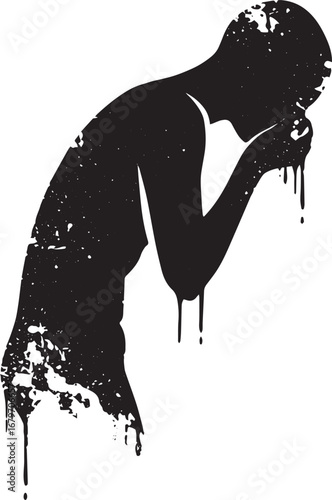 Distressed soul rendered in abstract form conveying deep emotion