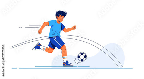 Dynamic Soccer Illustration Depicting Enthusiastic Youthful Play with Energetic Movement