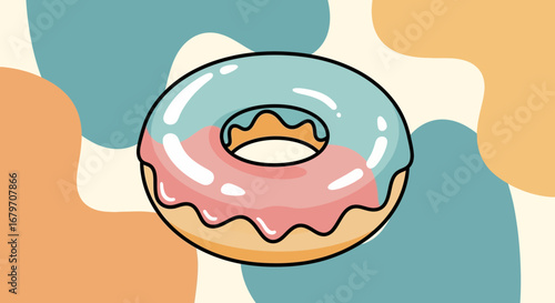 Deliciously Decorated Donut Illustration With Sweet Pastel Icing Design and Appealing Background