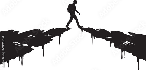 Navigating the Unknown: A Silhouette Stride Across a Chasm of In