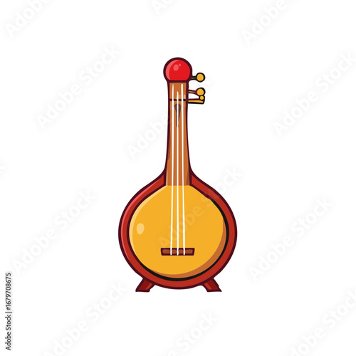 Whimsical Musical Instrument with Strings and Tuning Pegs Artistic Illustration