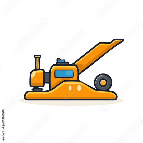 Bright orange hydraulic floor jack for vehicle lifting and automotive service simple vector icon