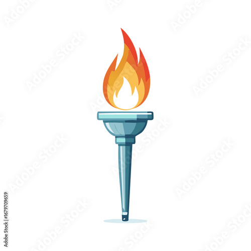 Graphic design of a victory torch with a large bright fire flame representing success competition and honor concepts