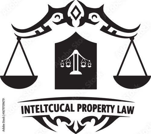 Elegant artistic representation of intellectual property law and