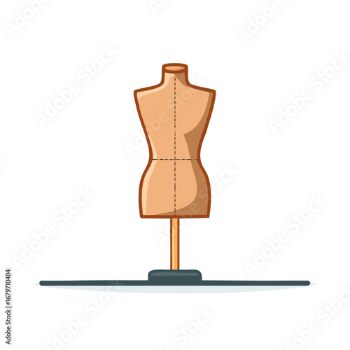 Cartoon Female Dressmakers Mannequin, Torso Form Stand Isolated