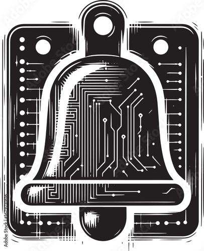 Abstract Digital Bell Illustration Depicting Technology and Communication Concepts