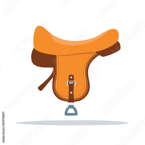 Horse Saddle Vector Illustration, Equestrian Equipment, Sport Animal Riding Accessories