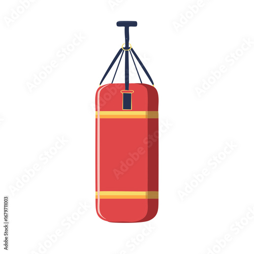 Hanging Red Punching Bag for Boxing Training and Exercise in Sports or Fitness Studio