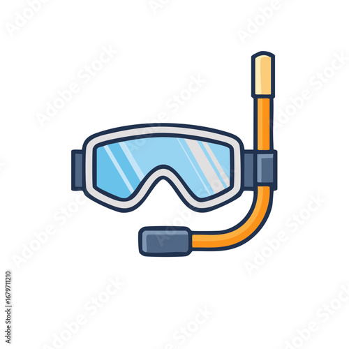 Snorkel Mask and Tube for Underwater Exploration Snorkeling Equipment Icon