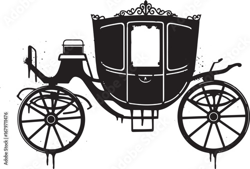 Elegantly crafted antique carriage silhouette with subtle distre
