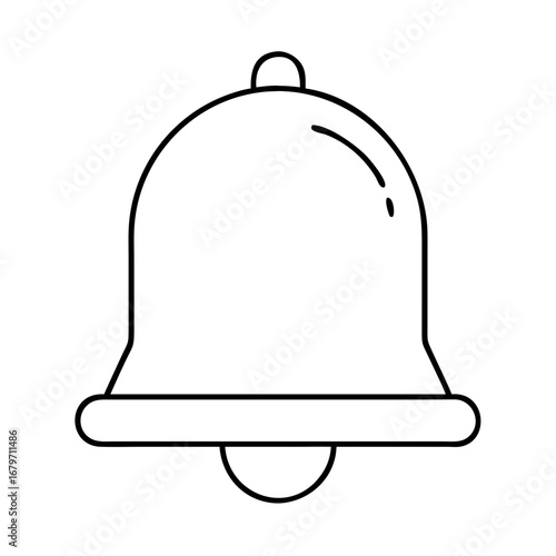 Illustration of a simple bell icon, representing notifications, alerts, and reminders in a minimalist design