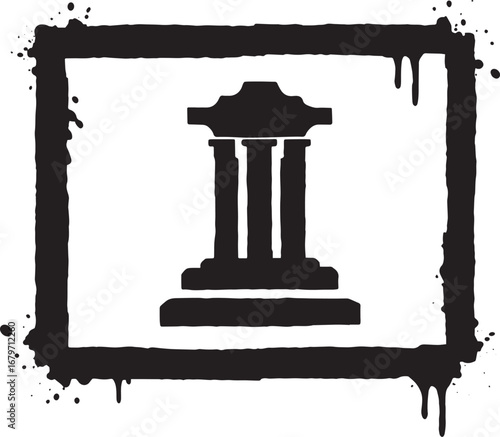 Graffiti style law symbol representing justice and legal profess