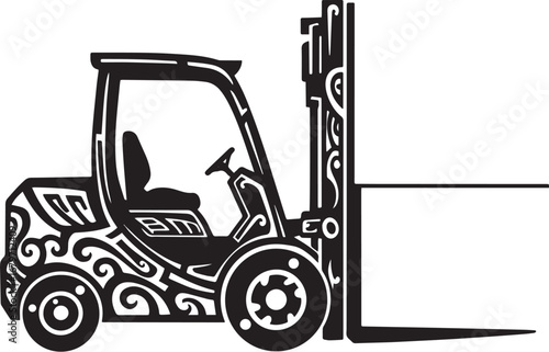 Stylized forklift truck illustration showcasing abstract, swirli