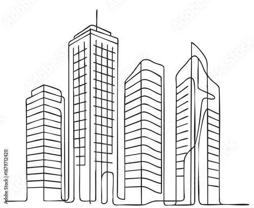 High rise building sketch. Doodles architecture