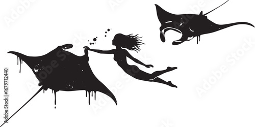 Underwater encounter: woman swims with majestic manta rays in mo