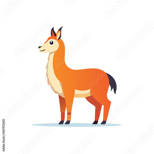 Cartoon depiction of a South American llama animal in an upright position on a subtle ground