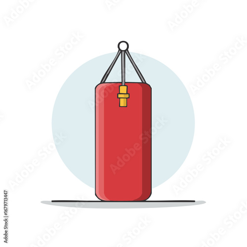 Red Punching Bag Vector Illustration for Boxing and Fitness Training