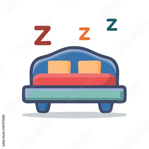 Restful Sleep Illustration of Cozy Bed with Pillows and Zzzs for Peaceful Nights